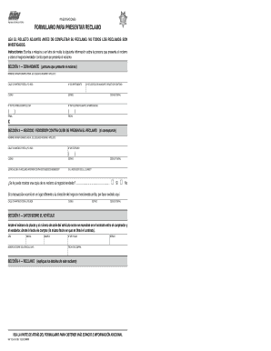 FORMULARIO PARA PRESENTAR RECLAMO
