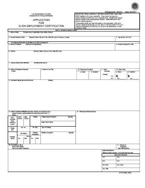 Alien Employment Certification Form