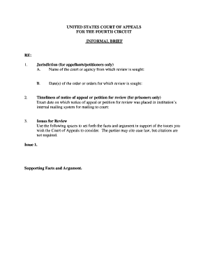 Informal Brief for US Court of Appeals