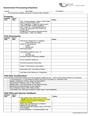 Government Loan Processing Checklist