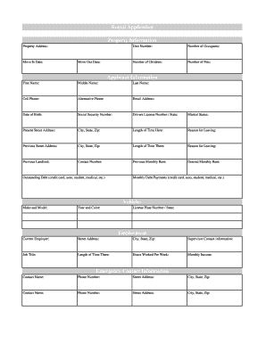 Rental Application Form