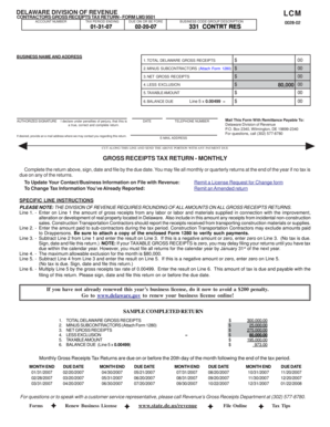 Delaware Contractors Gross Receipts Tax Return