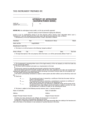 Affidavit of Affixation for Manufactured Home