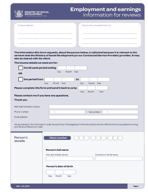 Employment and Earnings Information Form
