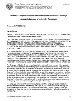 Texas Workers' Compensation Self-Insurance Indemnity Agreement