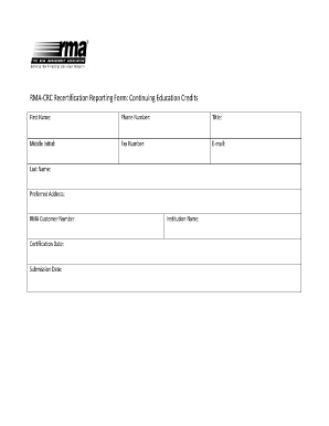 RMA-CRC Recertification Reporting Form