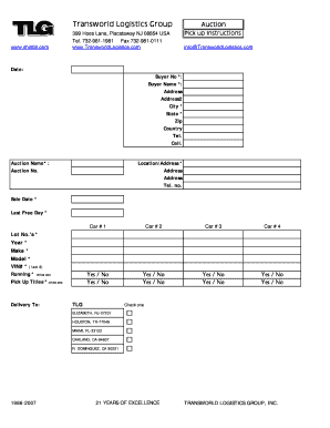 Transworld Logistics Group Auction Form