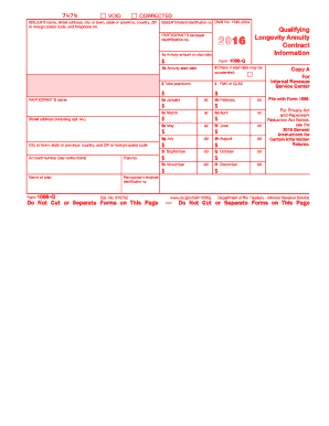 2016 Form 1098-Q. Qualified Longevity Annuity Contract Information