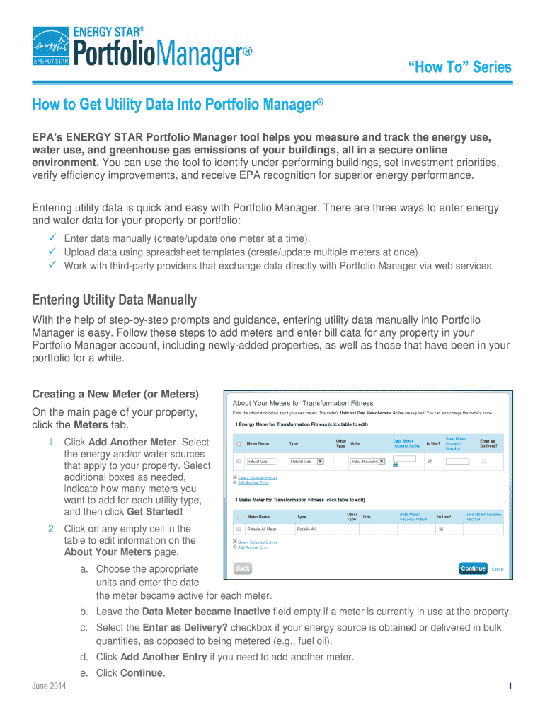 Fillable Online energystar Energy Star Portfolio Manager How to Get