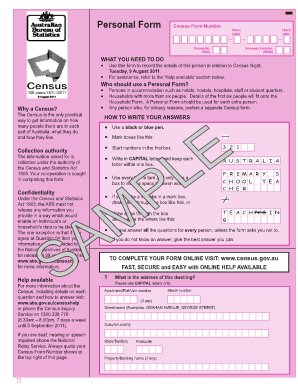 Australian Census Personal Form