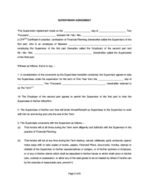 Supervision Agreement for Financial Planning