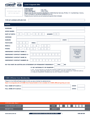 CAMS Level 2 Licence Application Form