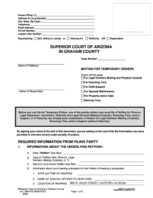 PRE-DECREE TEMPORARY ORDERS with notice FORMS ONLY