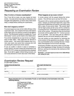New York Exam Review Request Form