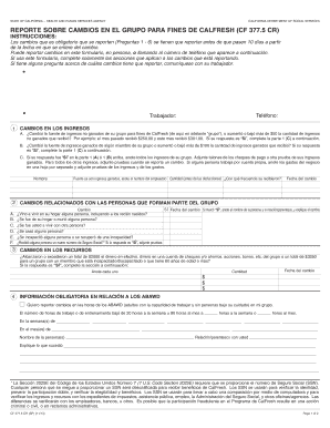 Reporte sobre cambios en el grupo para fines de CalFresh