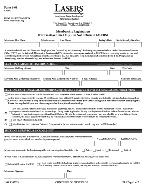 Louisiana LASERS Membership Registration Form