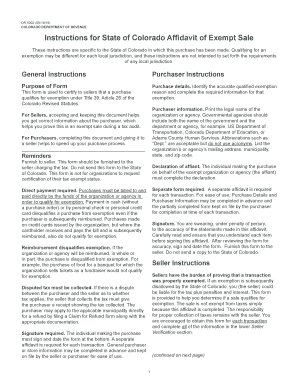 Colorado Affidavit of Exempt Sale