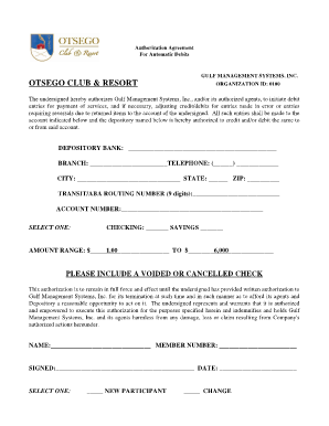 Authorization Agreement for Automatic Debits