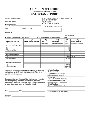 City of Northport Sales Tax Report