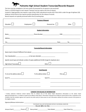 Student Transcript Records Request