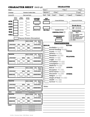 Dungeons & Dragons Character Sheet