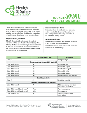 WHMIS Inventory Form