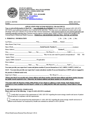 Arizona Behavioral Health License Renewal Form