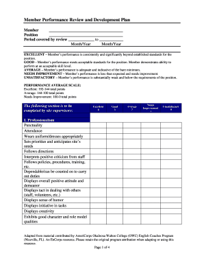 Member Performance Review and Development Plan