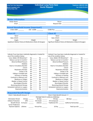 Long-Term Care Insurance Quote Request Form