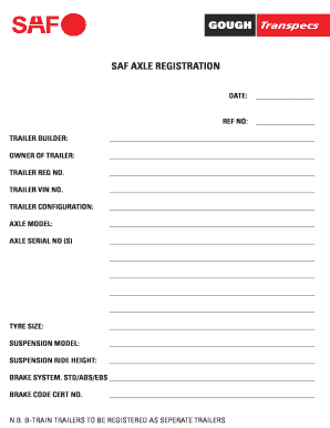 Trailer Axle Registration Form