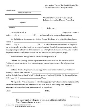 Order to Show Cause to Vacate Default