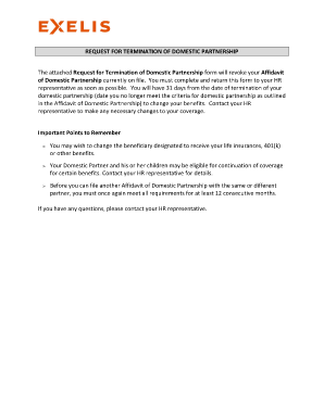 Request for Termination of Domestic Partnership