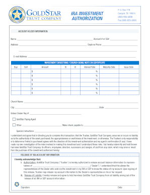 IRA Investment Authorization Form