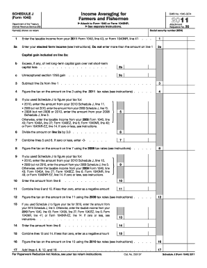 Schedule J Income Averaging Form 1040