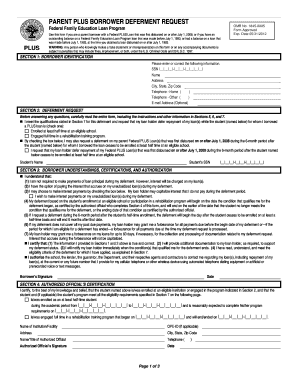 Parent PLUS Borrower Deferment Request
