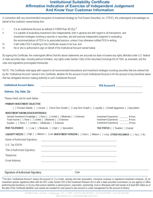 Institutional Suitability Certificate