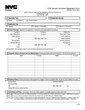 New York General Contractor Registration Form