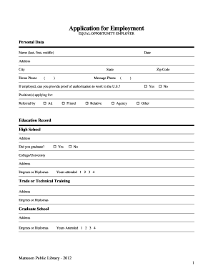 Employment Application Form