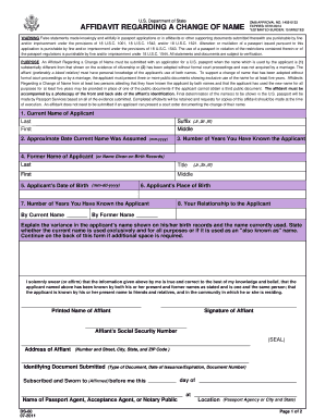 Affidavit Regarding a Change of Name