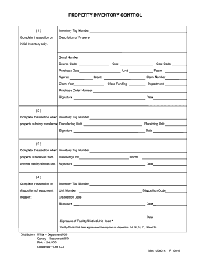 Property Inventory Control Form