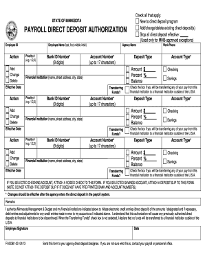 Payroll Direct Deposit Authorization Form