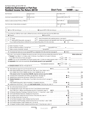 California Nonresident or Part-Year Resident Income Tax Return