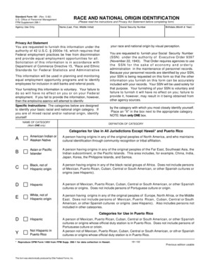 Standard Form 181 Race and National Origin Identification