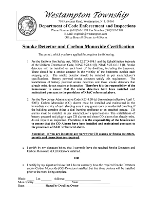 New Jersey Smoke Detector and Carbon Monoxide Certification