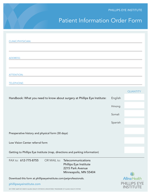 Patient Information Order Form