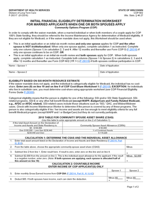 Initial Financial Eligibility Determination Worksheet for Married Applicants