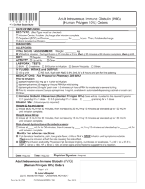 Adult Intravenous Immune Globulin (IVIG) Orders