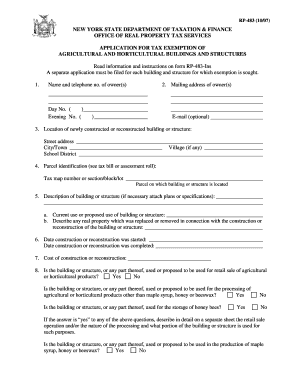 New York Agricultural Building Tax Exemption Application