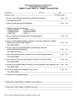 South Carolina Family Evaluation Form