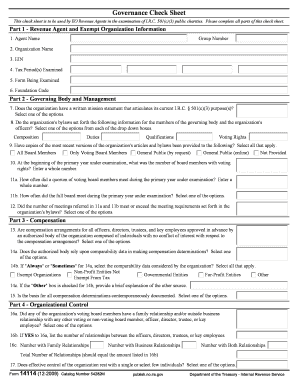 IRS Form 14114 Check Sheet